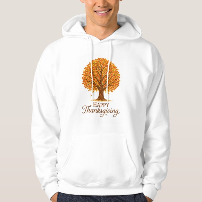 Veste À Capuche Joyeux Thanksgiving d'automne arbre cosy  (Devant)