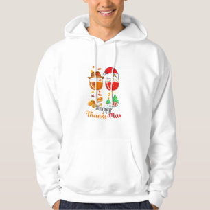Veste À Capuche Joyeux Thanksmas Vin Thanksgiving Noël Long S