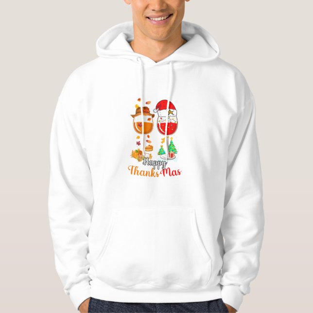 Veste À Capuche Joyeux Thanksmas Vin Thanksgiving Noël Long S (Devant)