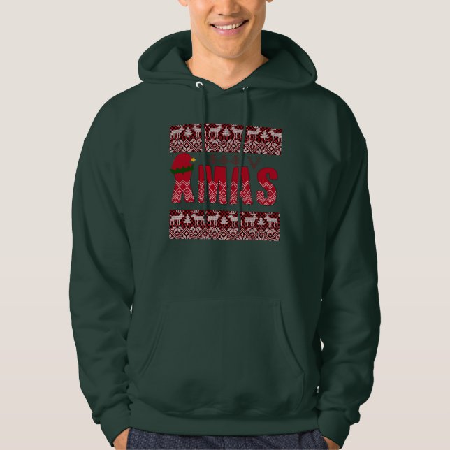 Veste À Capuche Joyeux tricot de Noël tendance Élégant (Devant)