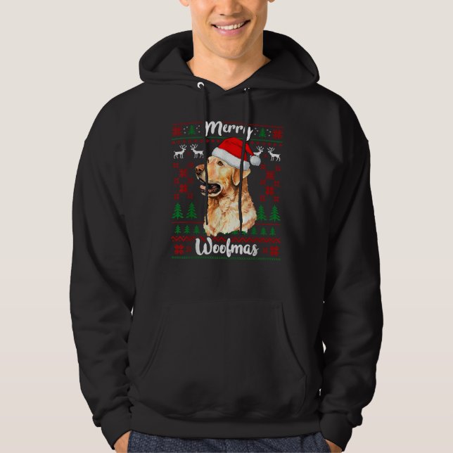 Veste À Capuche Joyeux Woofmas Golden Retriever Chien de Noël Chie (Devant)