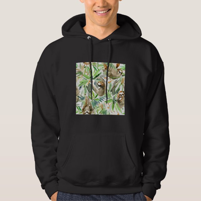 Veste À Capuche Jungle Sloth Sur Vert (Devant)