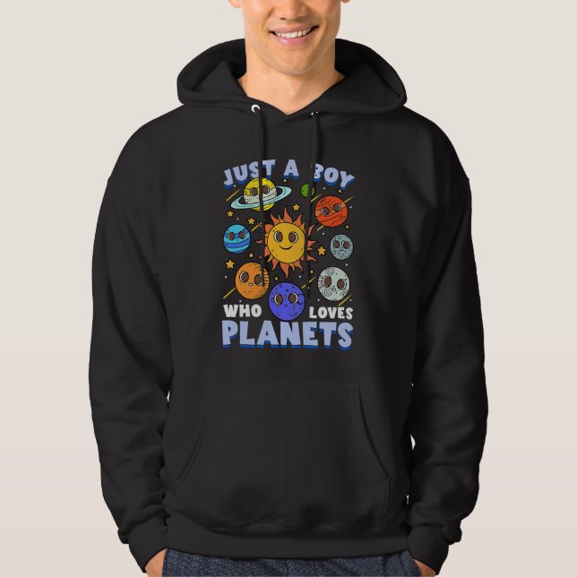 Veste À Capuche Just A Boy Who Loves Planets Astronomy Solar Syste (Devant)