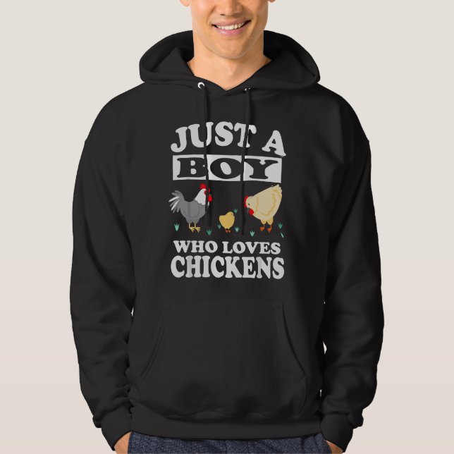 Veste À Capuche Juste un garçon qui aime les fermes de poulets (Devant)