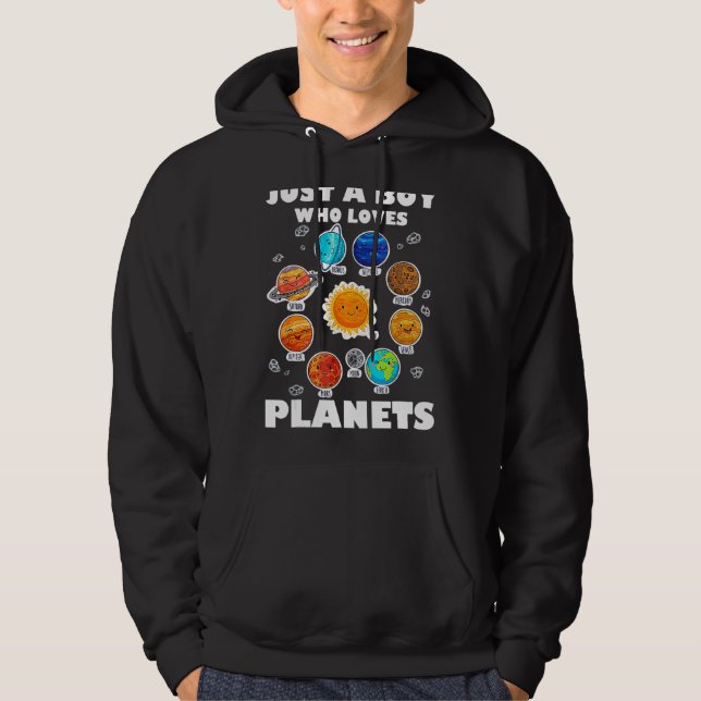 Veste À Capuche Juste un garçon qui aime les planètes et l'espace  (Devant)