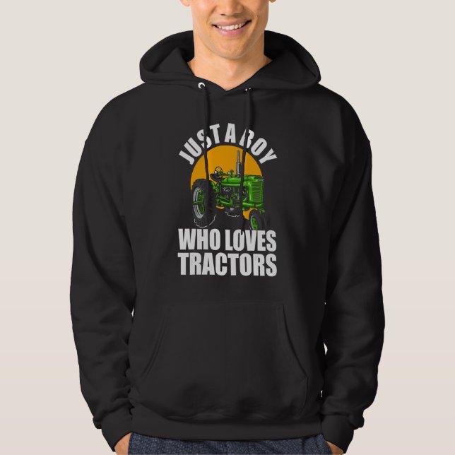Veste À Capuche Juste un garçon qui aime Tracteurs 1 (Devant)