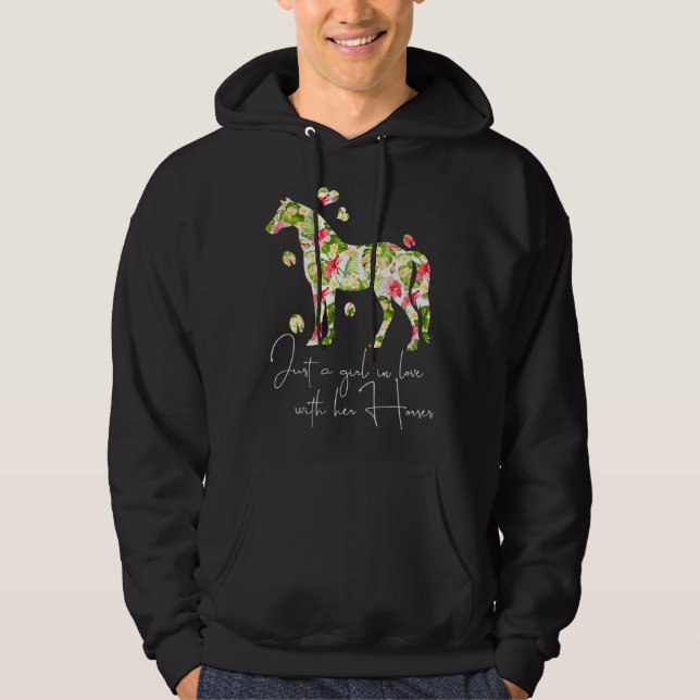 Veste À Capuche Juste Une Fille Amoureuse De Ses Chevaux  Cavalièr (Devant)