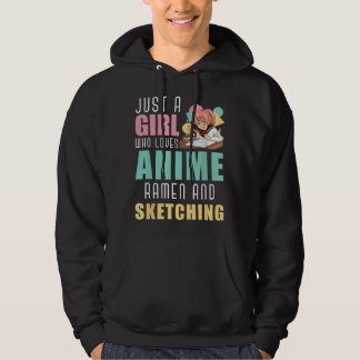 Veste À Capuche Juste Une Fille Qui Aime Anime Ramen Et Croquis Ot