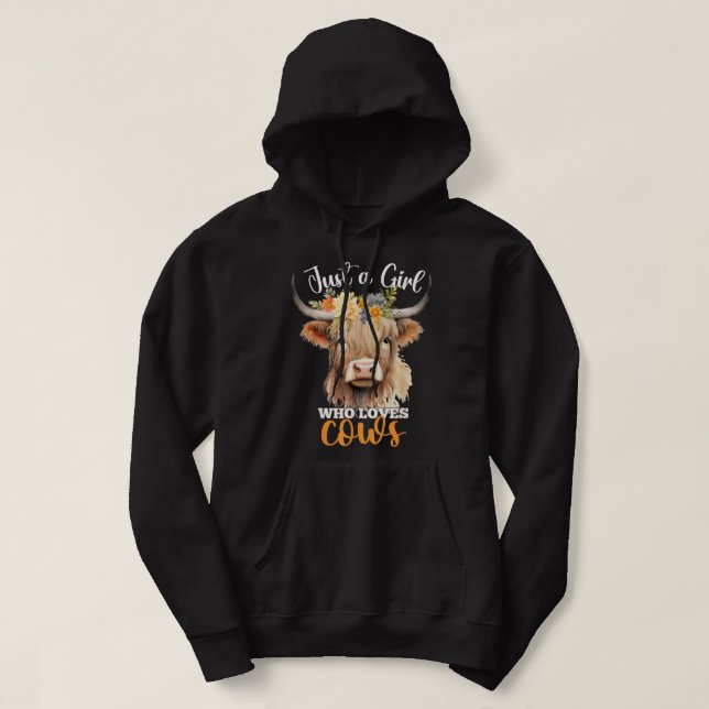 Veste À Capuche Juste une fille qui aime les vaches Écosse Highlan (Design devant)