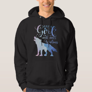 Veste À Capuche Juste une fille qui aime Wolf Wolves Aquarelle mig