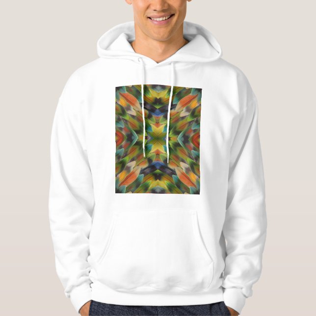 Veste À Capuche Kaléidoscope de plumes d'inséparable (Devant)