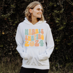 Veste À Capuche Kamala Harris Shapiro Texte Ondulé Rétro Tendance