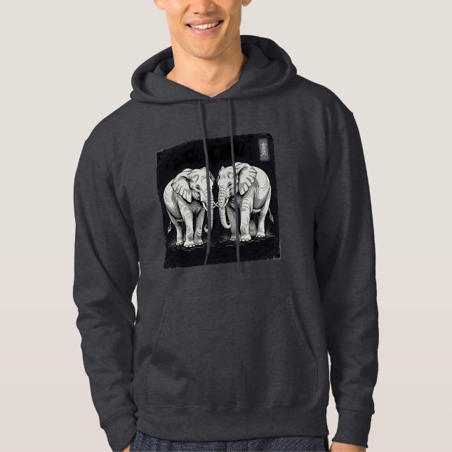 Veste À Capuche Kanji Eléphants Japonais (Devant)