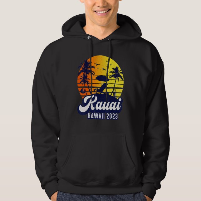 Veste À Capuche Kauai Hawaii 2023 Hawaiian Sunset Beach Retro (Devant)