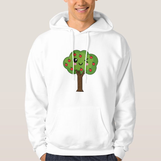 Veste À Capuche Kawaii Joyeux Pommier À Voie (Devant)