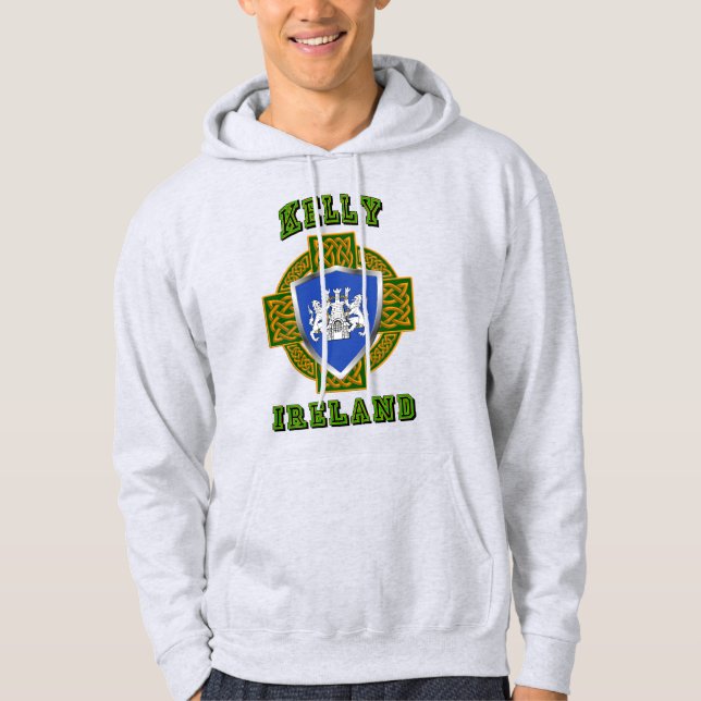 Veste À Capuche Kelly/O'Kelly Irish Shield avec Croix celtique (Devant)