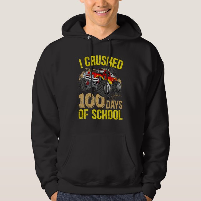Veste À Capuche Kids I Crushed 100 Days Of School Boys Monster Tru (Devant)
