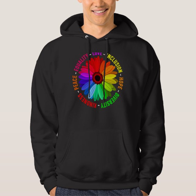 Veste À Capuche Kindness Peace Equality Love Inclusion Hope Divers (Devant)