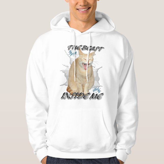 Veste À Capuche La bête en moi sweatshirt drôle de chat de meme (Devant)