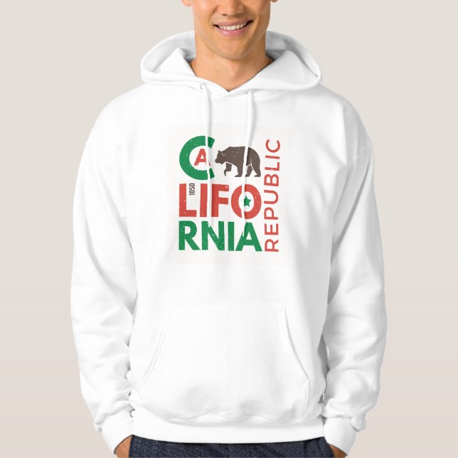 Veste À Capuche La Californie avec le logo d'ours gris (Devant)