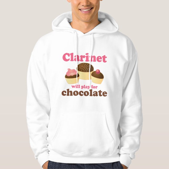 Veste À Capuche La clarinette drôle fonctionnera pour le chocolat (Devant)