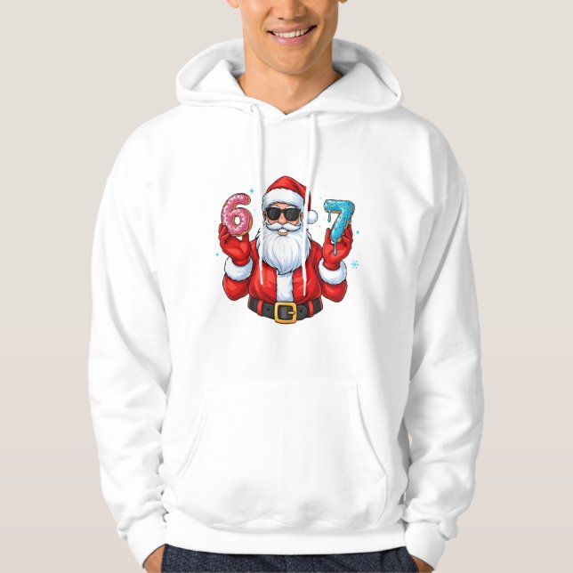 Veste À Capuche La fête de donuts 6 et 7 de Santa (Devant)