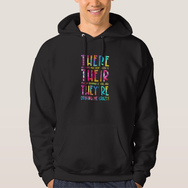 Veste À Capuche Là Leur Ils sont professeur de grammaire anglaise  (Devant)