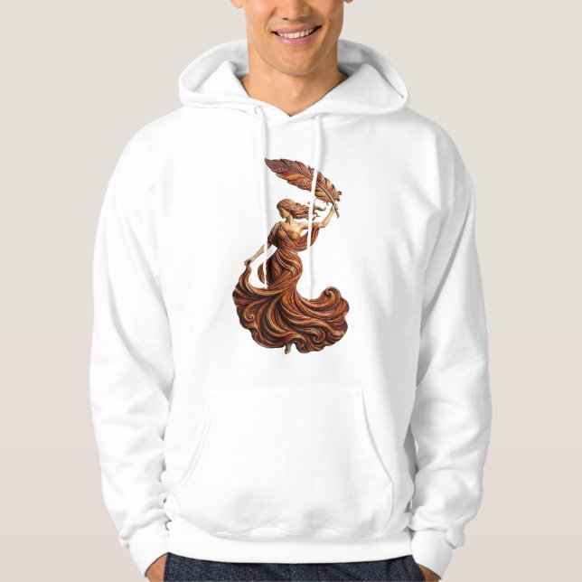 Veste À Capuche "La Muse de la Fluidité" – Déesse artistique à plu (Devant)