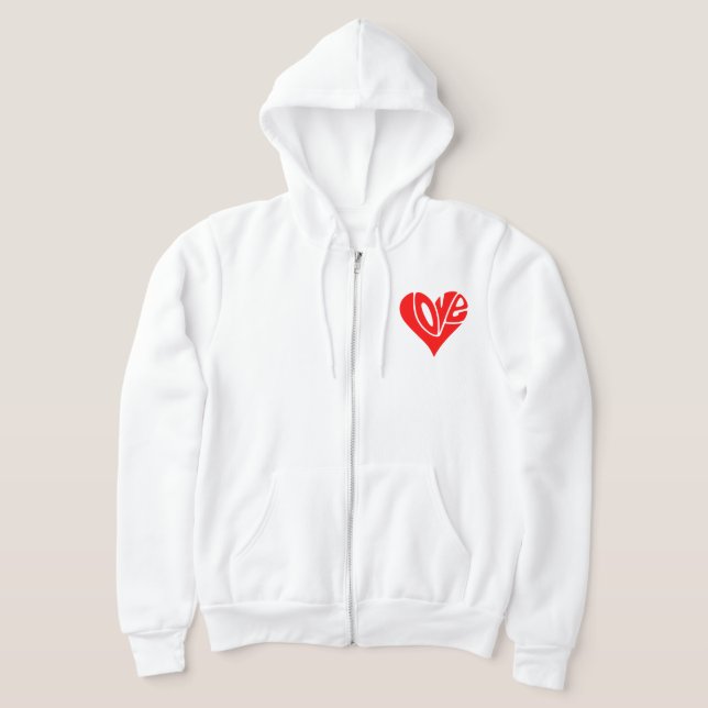 Veste À Capuche La typographie de l'amour en forme de coeur (Poser)