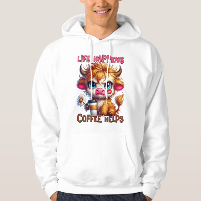 Veste À Capuche La vie arrive, le café aide  (Devant)