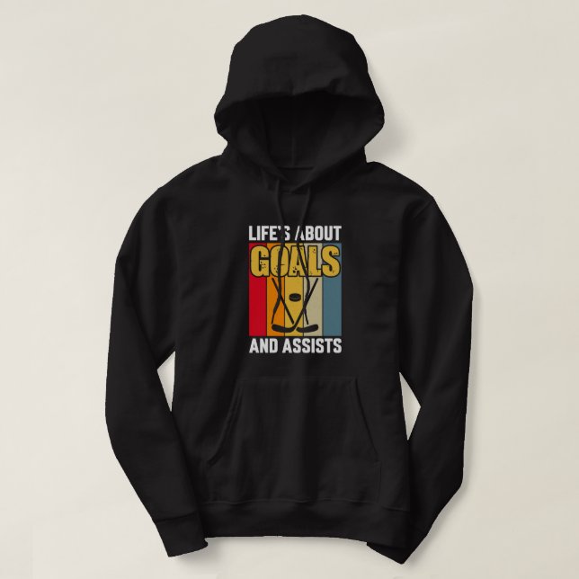 Veste À Capuche La vie au sujet des objectifs et aide le hockey (Design devant)