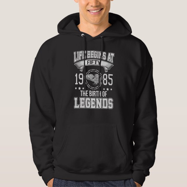 Veste À Capuche La Vie Commence À Cinquante Ans 1985 La Naissance  (Devant)
