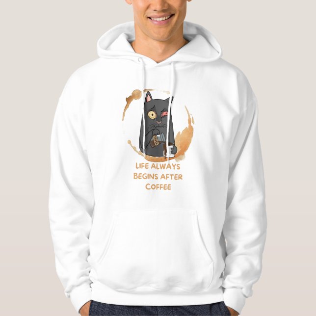 Veste À Capuche la vie commence toujours après le café (Devant)