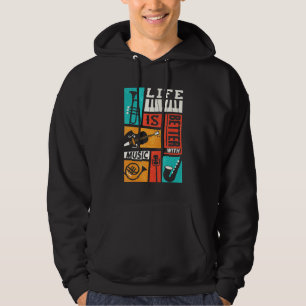 Veste À Capuche La vie est meilleure avec la musique Rétro Musique
