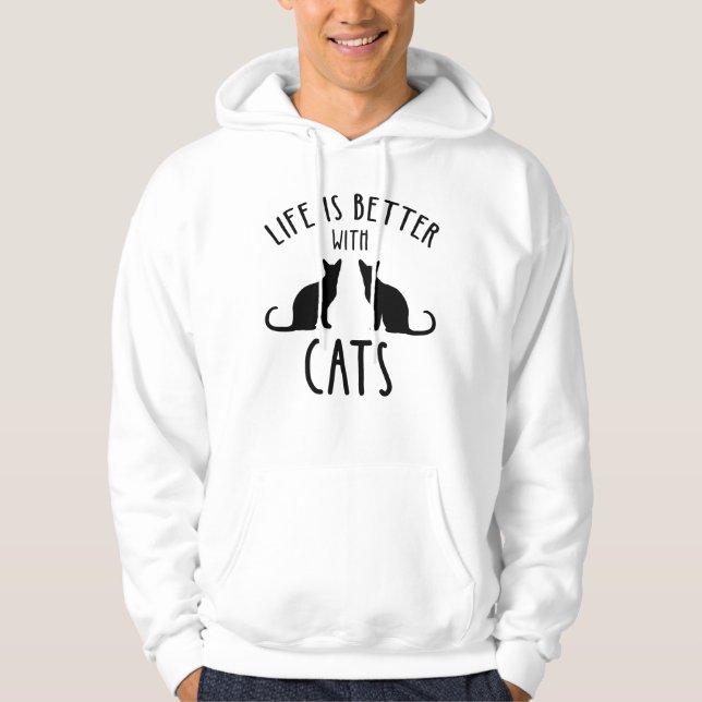 Veste À Capuche La Vie Est Meilleure Avec Les Chats (Devant)