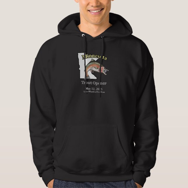 Veste À Capuche Lac personnalisé/Date Minnesota Trout Opener Dark (Devant)