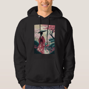 Veste À Capuche Lady avec le parapluie cerisier Fleur Jardin Japon
