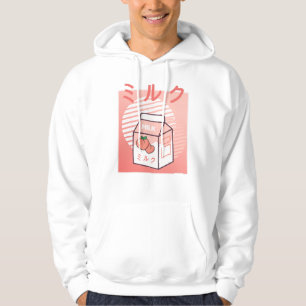 Veste À Capuche Lait de pêche japonais rétro de la vache de Kawaii