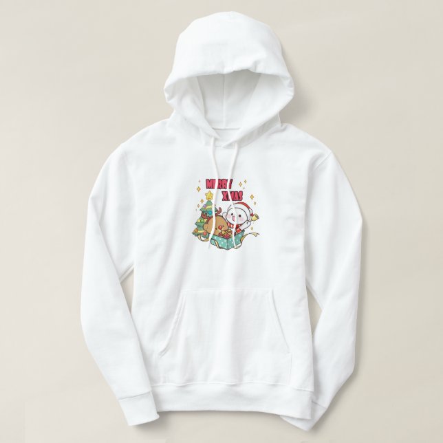Veste À Capuche Lait mou et Mocha merry_xmas (Design devant)