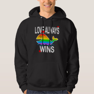 Veste À Capuche L'Amour Gagne Toujours Lgbt Rainbow Whale Avec Dra