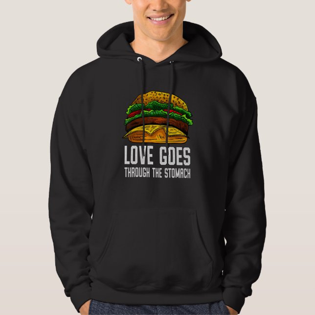Veste À Capuche L'Amour Traverse L'Estomac Que Je Cheeseburger Je  (Devant)