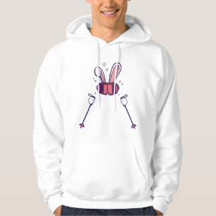 Veste À Capuche Lapin de ski avec bâtons de ski et lunettes de ski