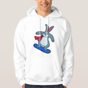 Veste À Capuche Lapin en planchiste avec planche à neige et écharp