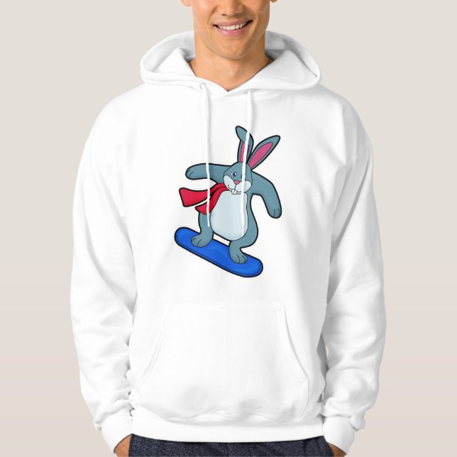 Veste À Capuche Lapin en planchiste avec planche à neige et écharp (Devant)