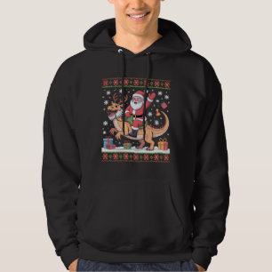 Veste À Capuche L'art de Noël de Santa chevauchant un dinosaure