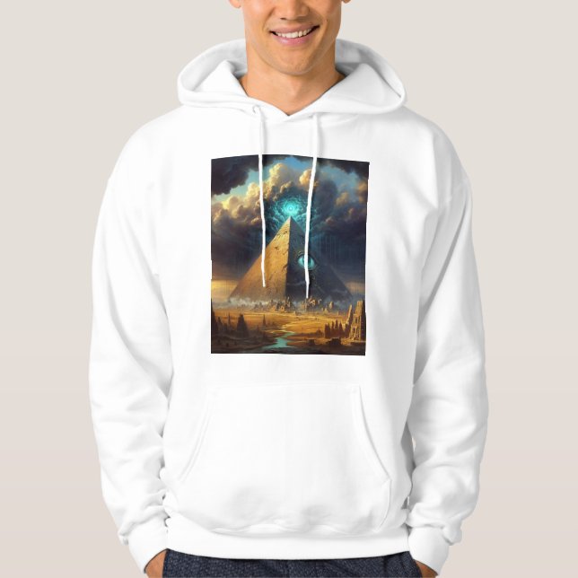 Veste À Capuche L'art pyramidal bleu mystique (Devant)