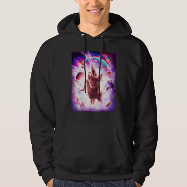 Veste À Capuche Laser Eyes Space Cat Riding Sloth Blade Rainbow (Devant)