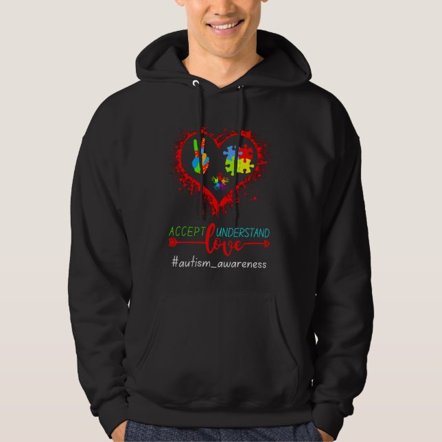 Veste À Capuche L'autisme Accepter l'amour Comprendre (Devant)