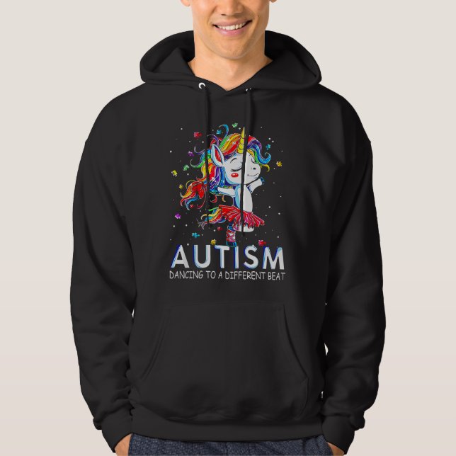 Veste À Capuche L'autisme danse sur un rythme différent Licorne  (Devant)