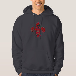 Veste À Capuche Lavette rouge Fleur De Lis sur Dark